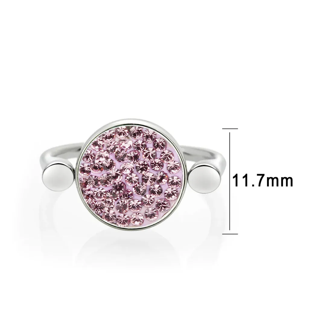 CJ385406 Wholesale Women's Stainless Steel Top Grade Crystal Round Light Amethyst Ring