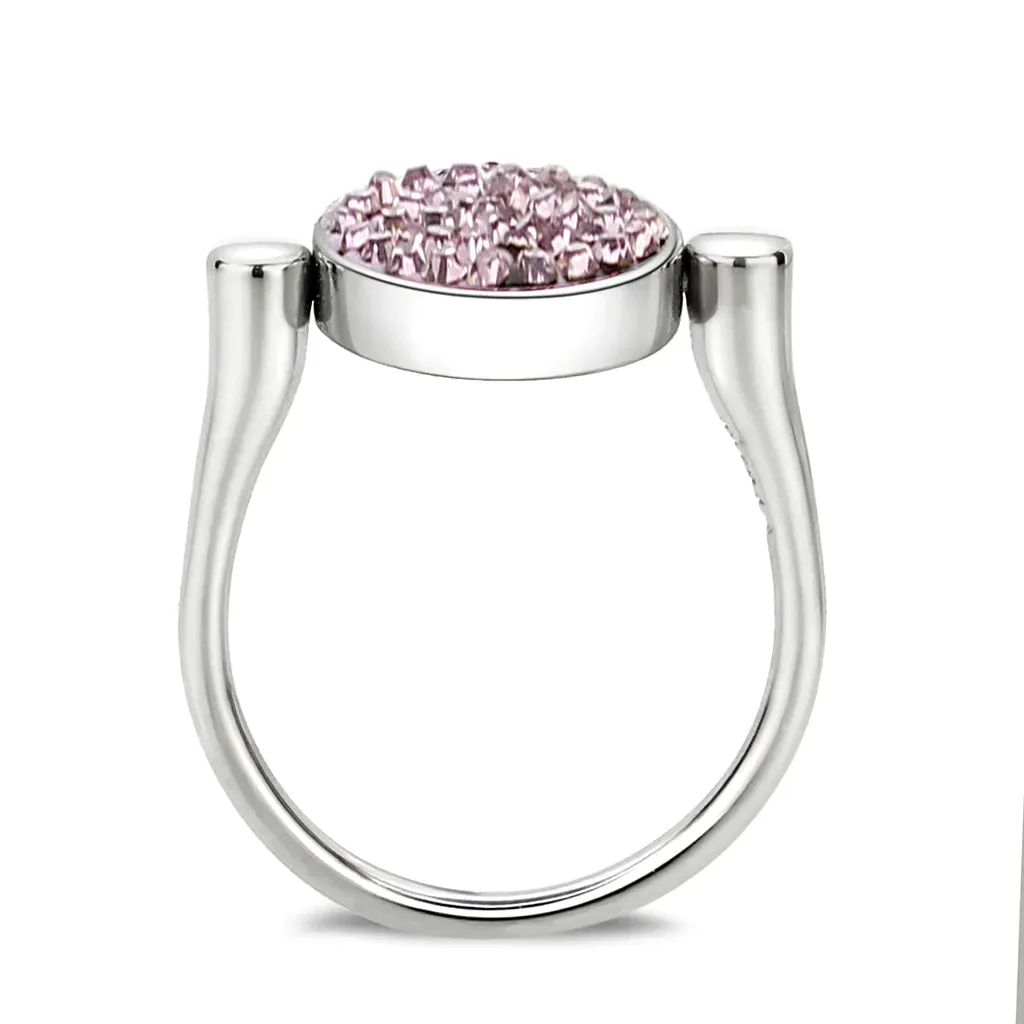 CJ385406 Wholesale Women's Stainless Steel Top Grade Crystal Round Light Amethyst Ring