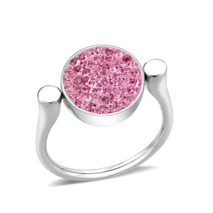 CJ385410 Wholesale Women's Stainless Steel Top Grade Crystal Round Rose Ring