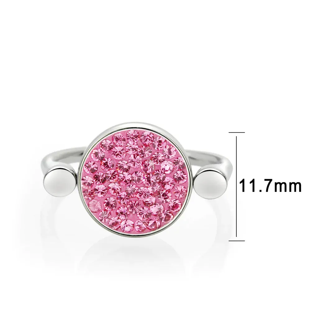 CJ385410 Wholesale Women's Stainless Steel Top Grade Crystal Round Rose Ring