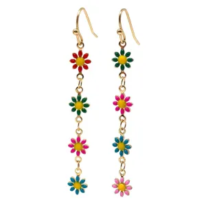 Colorful Daisy Flower Dangle Earrings