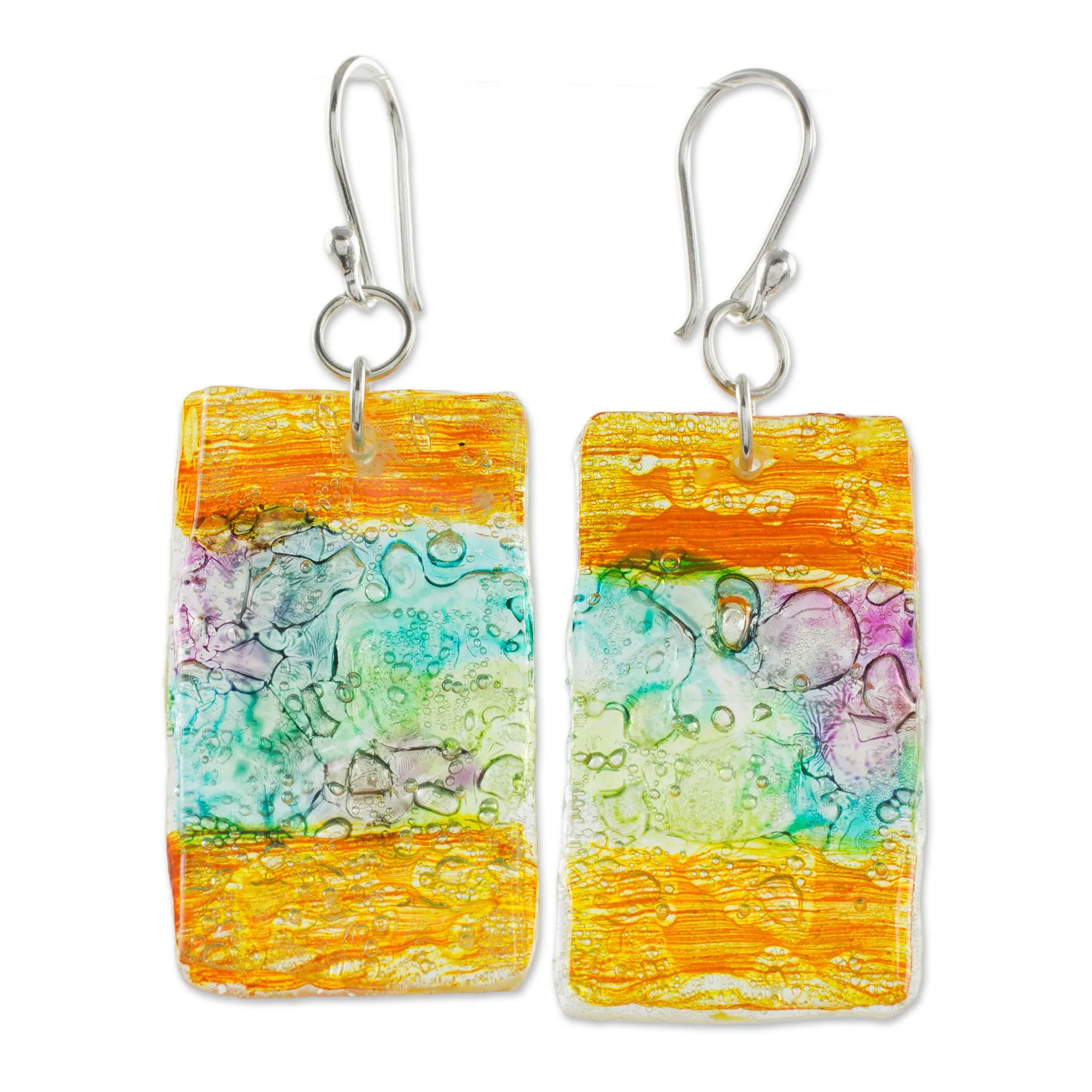 Colorful Recycled CD Dangle Earrings from Guatemala - Celebrate Creativity | NOVICA