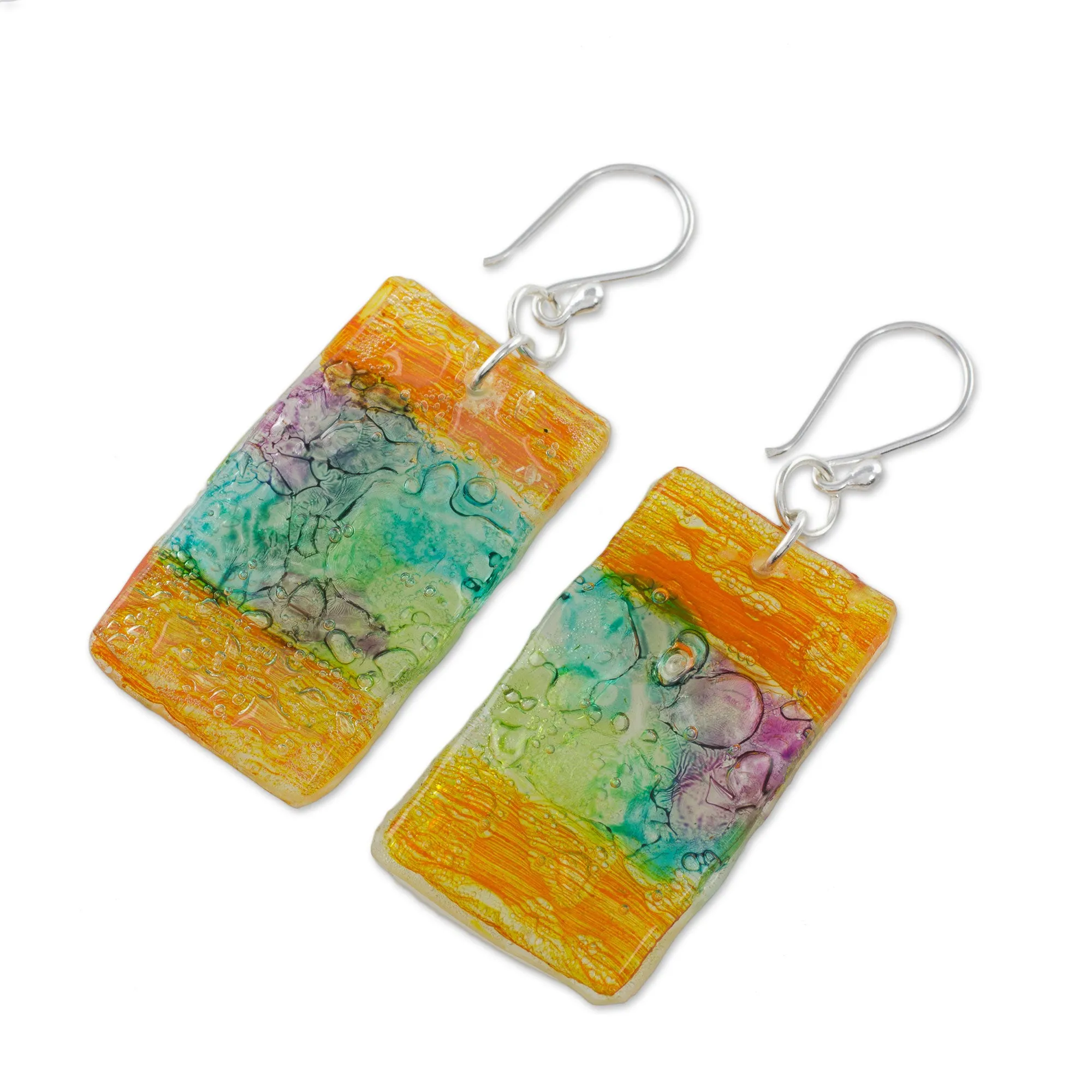 Colorful Recycled CD Dangle Earrings from Guatemala - Celebrate Creativity | NOVICA