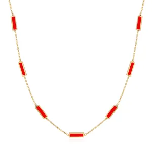 Coral Bar Chain Necklace