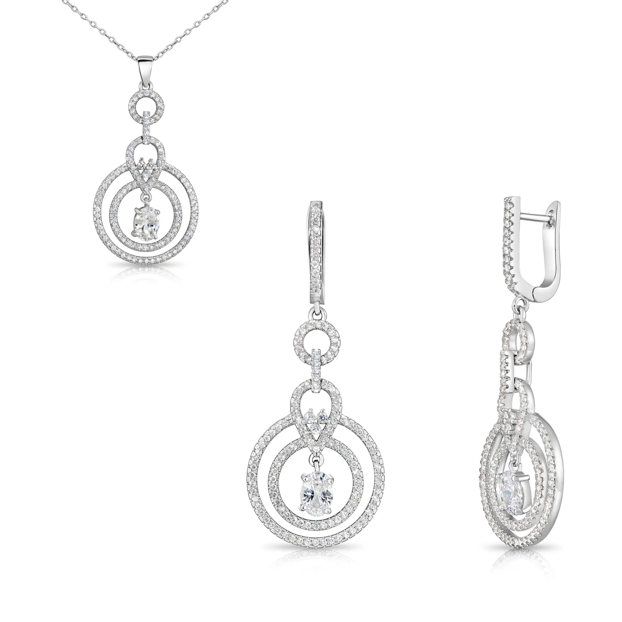 CZ Royal Teardrop Charm Necklace in