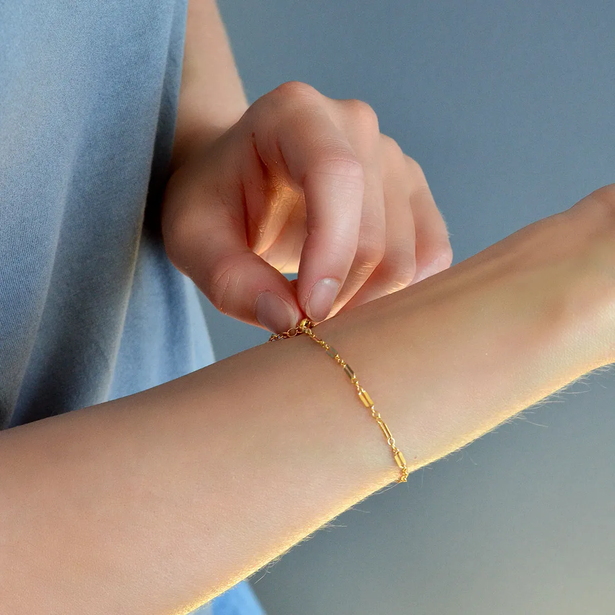 Delicate 14k Gold-Filled Box Chain Bracelet