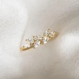 Diamond Leaf Ring 14k Gold - Freya