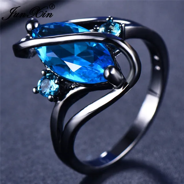 Elegant Black Gold Filled Emerald CZ Ring Vintage Wedding Rings For Women Christmas Eve Gift Fashion Jewelry