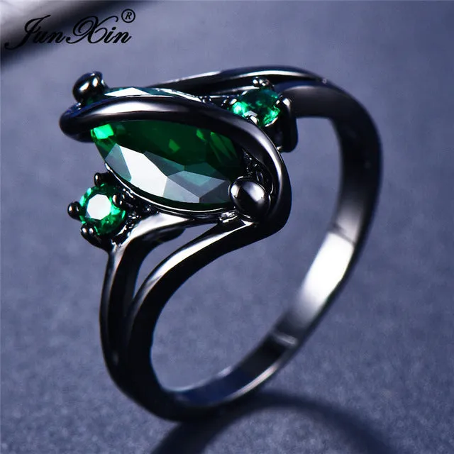 Elegant Black Gold Filled Emerald CZ Ring Vintage Wedding Rings For Women Christmas Eve Gift Fashion Jewelry