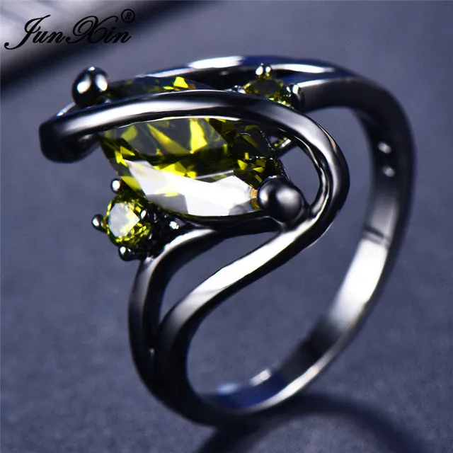 Elegant Black Gold Filled Emerald CZ Ring Vintage Wedding Rings For Women Christmas Eve Gift Fashion Jewelry