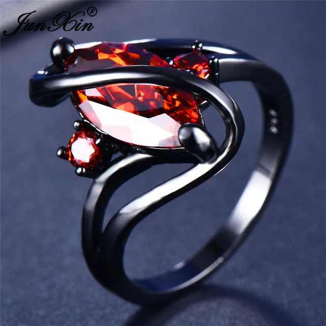 Elegant Black Gold Filled Emerald CZ Ring Vintage Wedding Rings For Women Christmas Eve Gift Fashion Jewelry