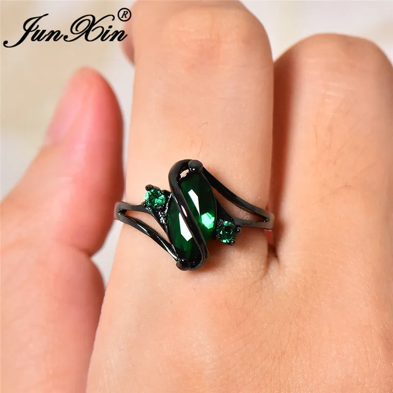 Elegant Black Gold Filled Emerald CZ Ring Vintage Wedding Rings For Women Christmas Eve Gift Fashion Jewelry