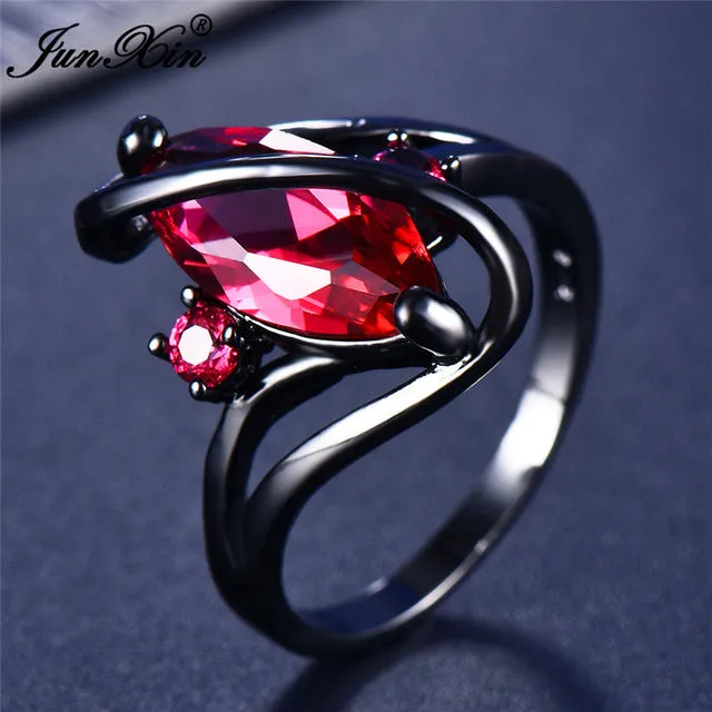 Elegant Black Gold Filled Emerald CZ Ring Vintage Wedding Rings For Women Christmas Eve Gift Fashion Jewelry