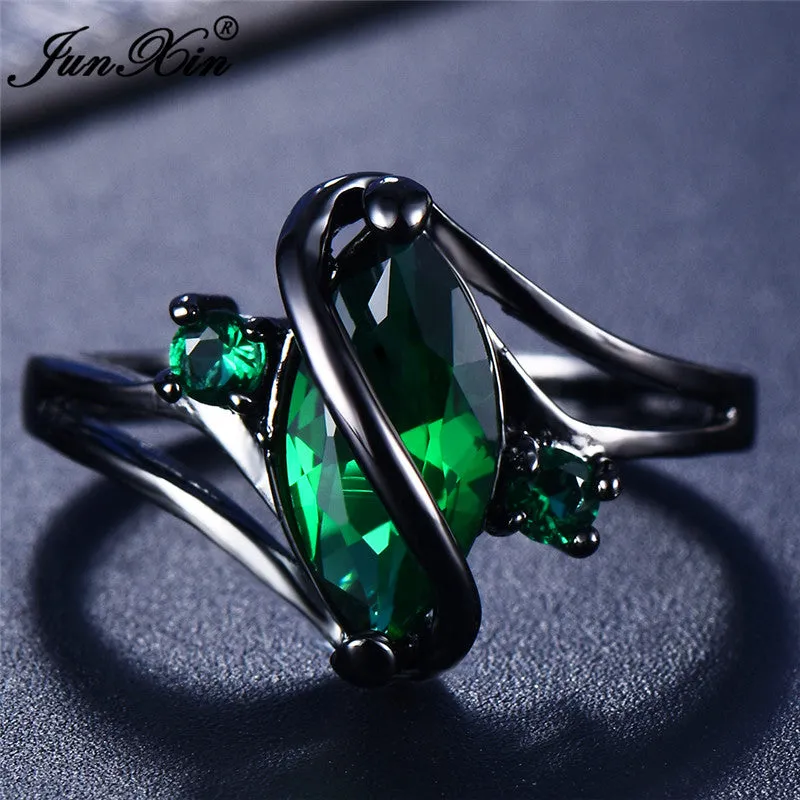 Elegant Black Gold Filled Emerald CZ Ring Vintage Wedding Rings For Women Christmas Eve Gift Fashion Jewelry