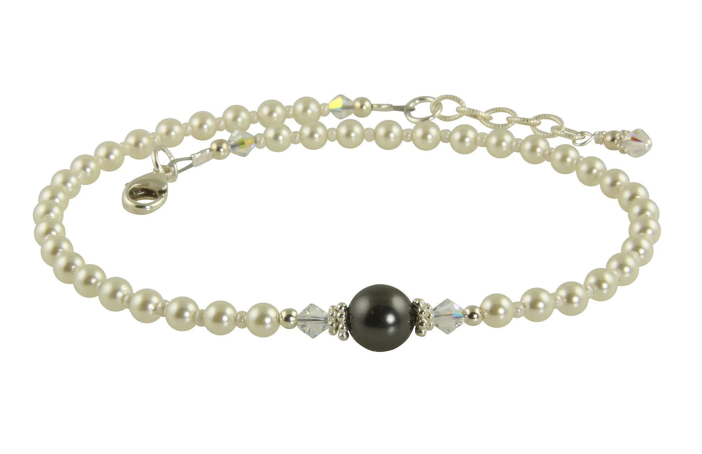 Elegant Gray Pearl Beaded Anklet