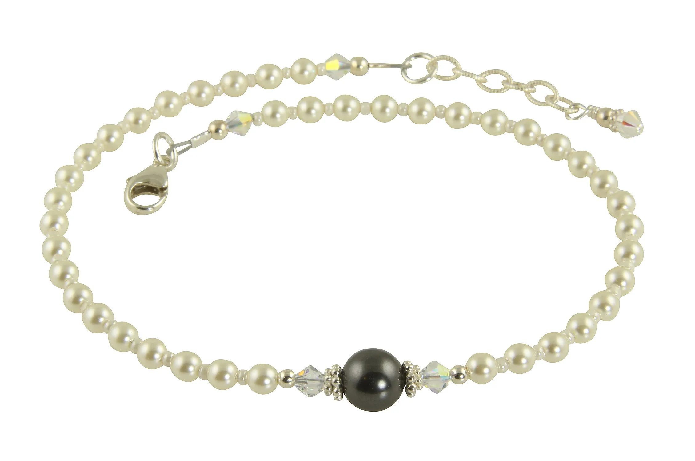 Elegant Gray Pearl Beaded Anklet