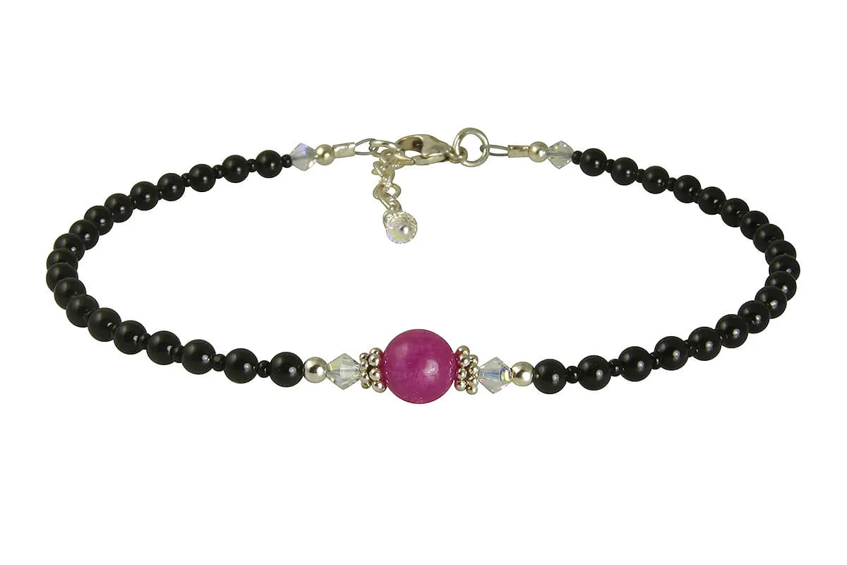 Elegant Pink Jade Beaded Anklet