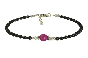 Elegant Pink Jade Beaded Anklet