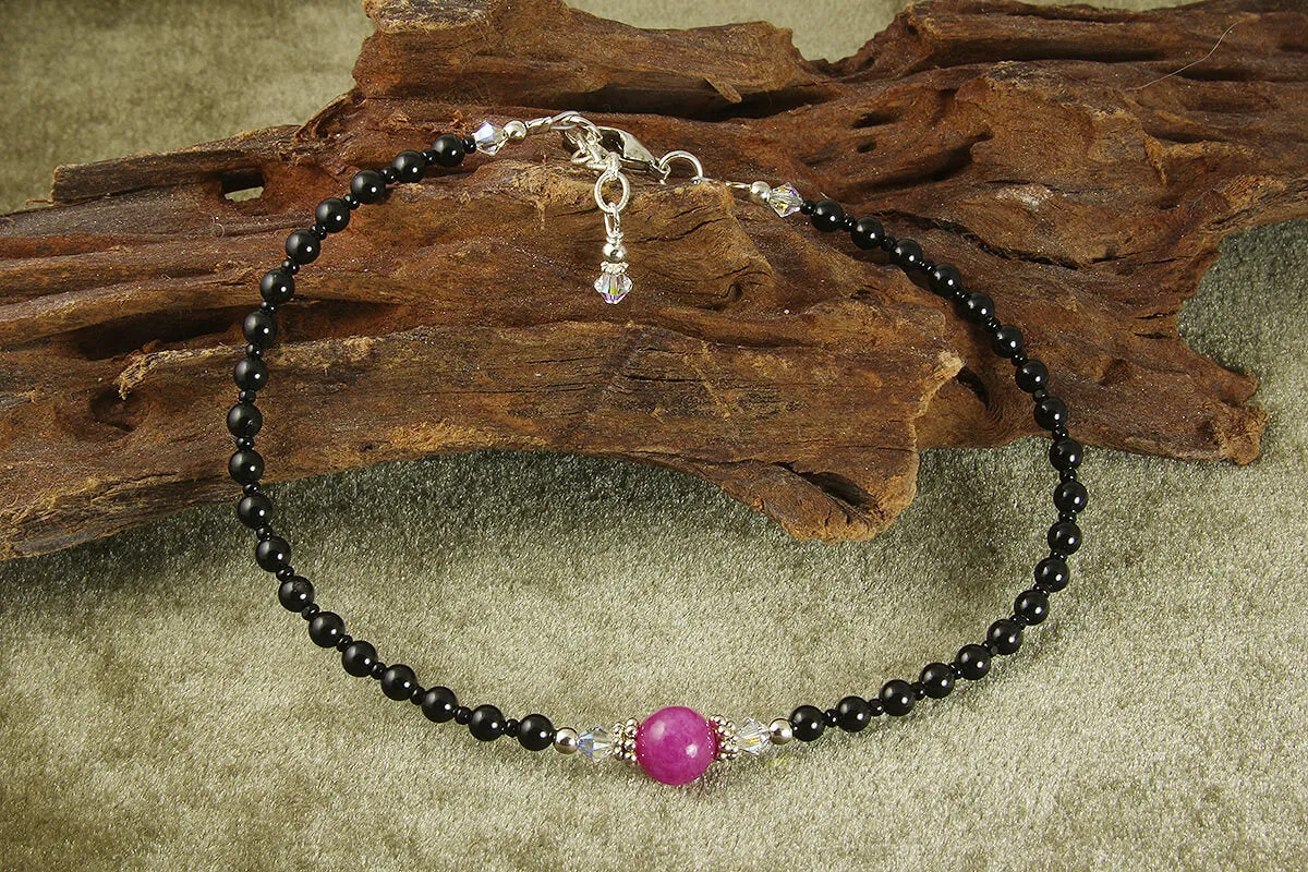 Elegant Pink Jade Beaded Anklet