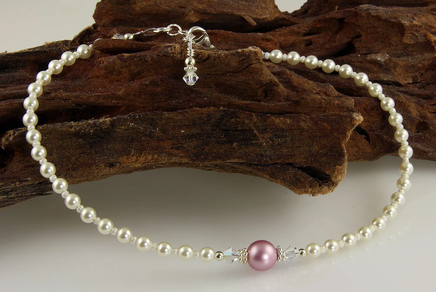 Elegant Pink Pearl Beaded Anklet