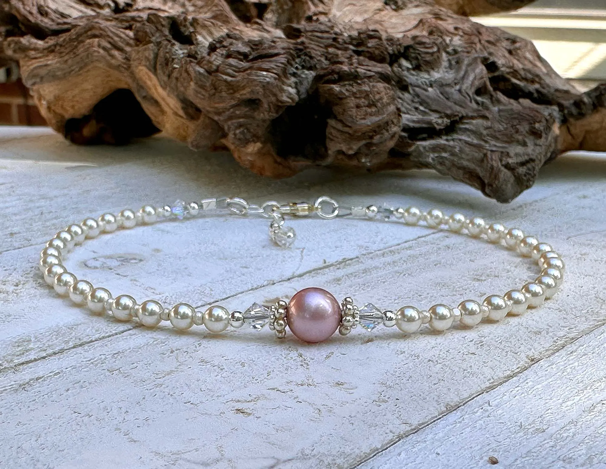 Elegant Pink Pearl Beaded Anklet