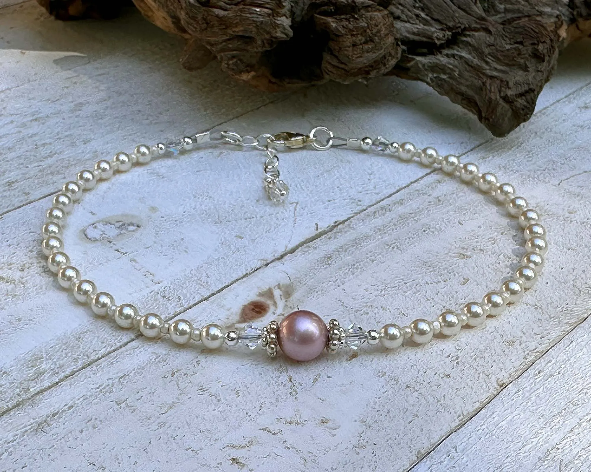 Elegant Pink Pearl Beaded Anklet