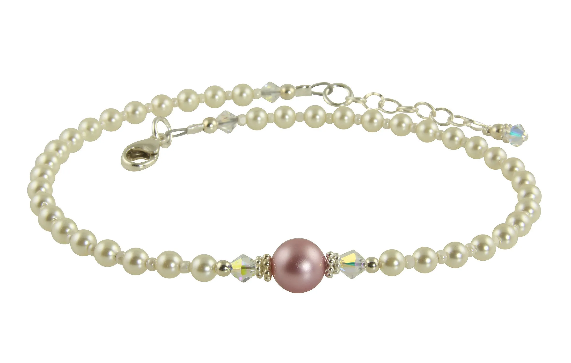 Elegant Pink Pearl Beaded Anklet