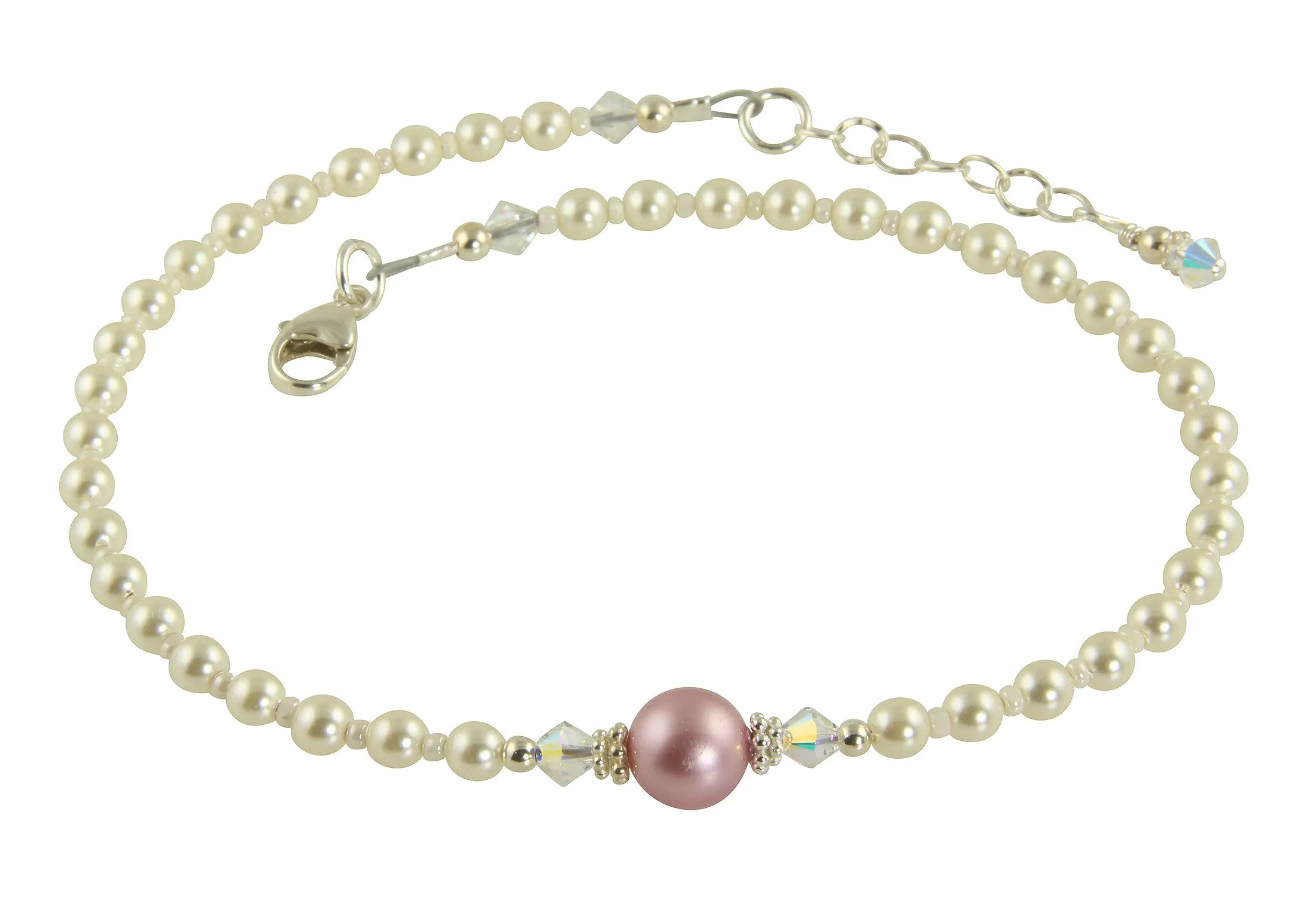 Elegant Pink Pearl Beaded Anklet