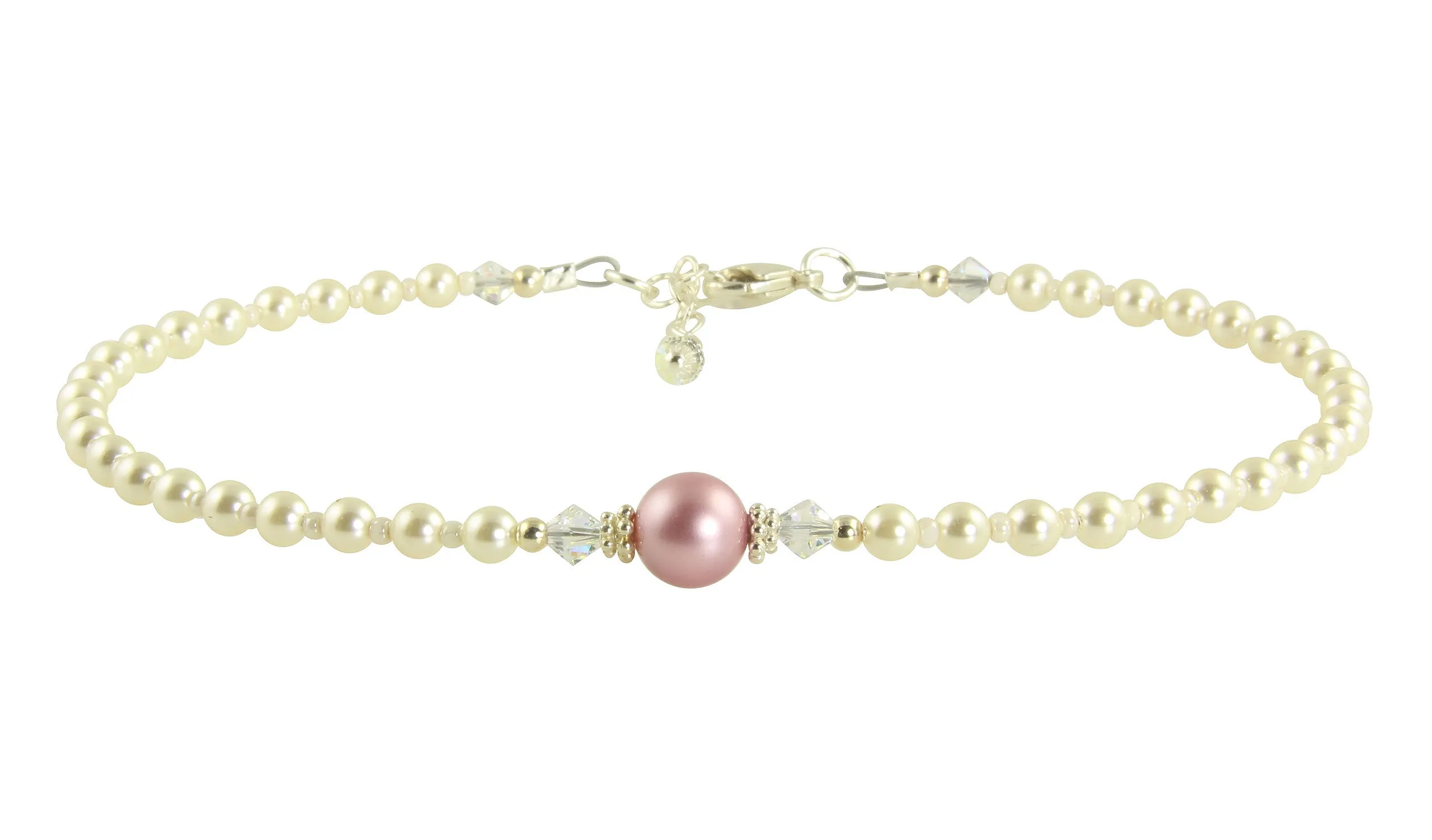 Elegant Pink Pearl Beaded Anklet