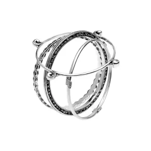 Elements Earth, Fire, Wind & Water Sterling Silver Bangles