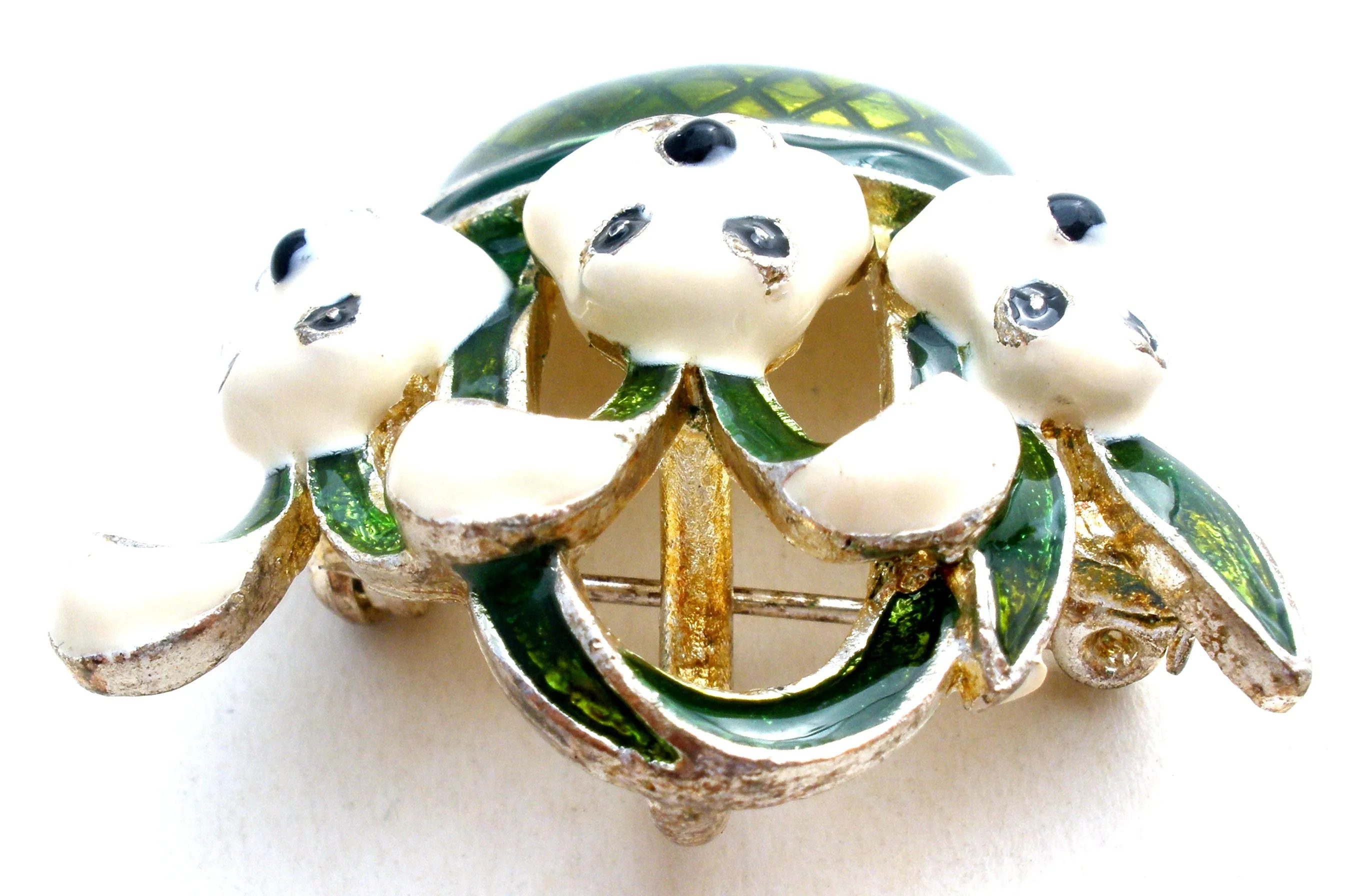 Enamel Rabbits in Basket Pendant Brooch