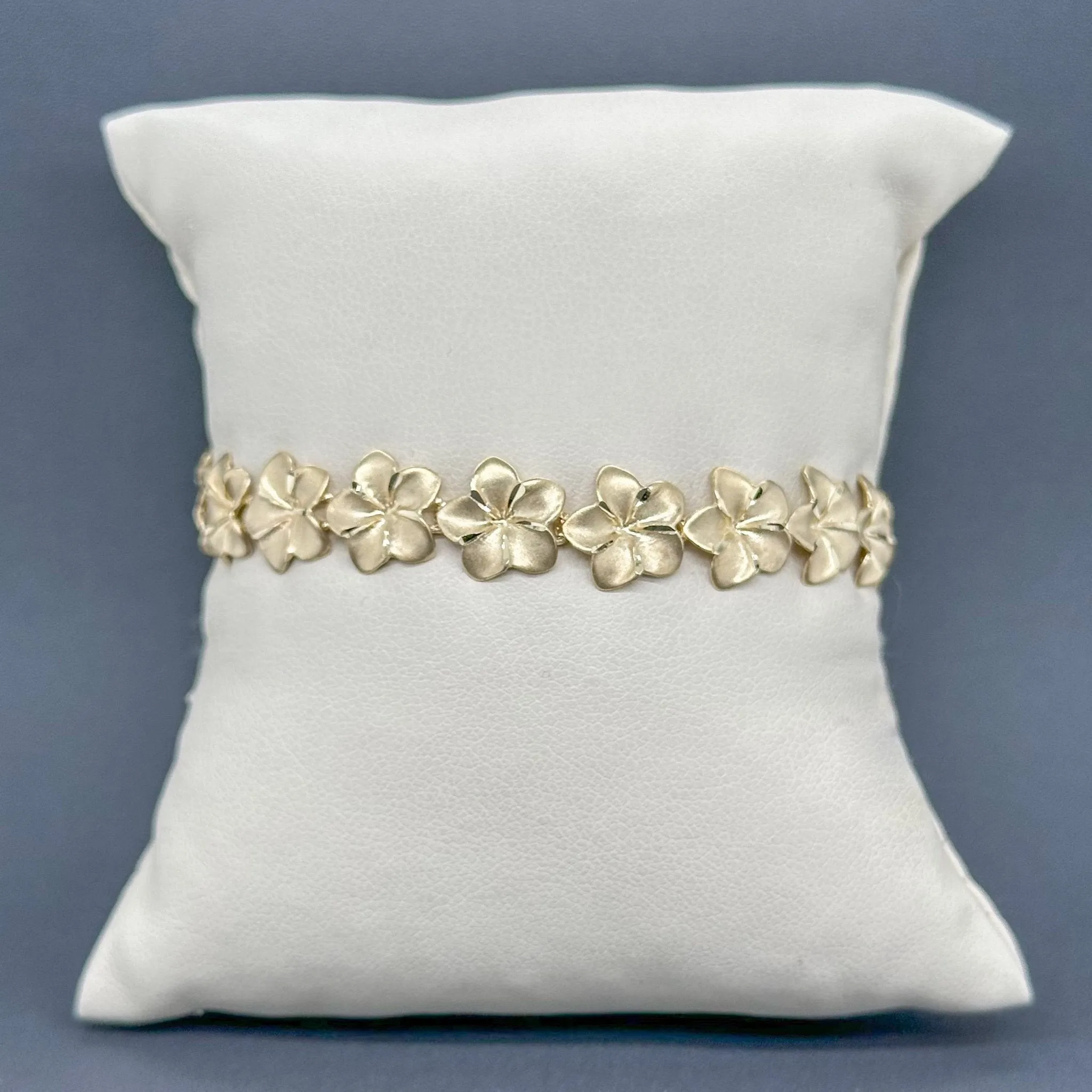 Estate 14K Y Gold Flower Link Bracelet