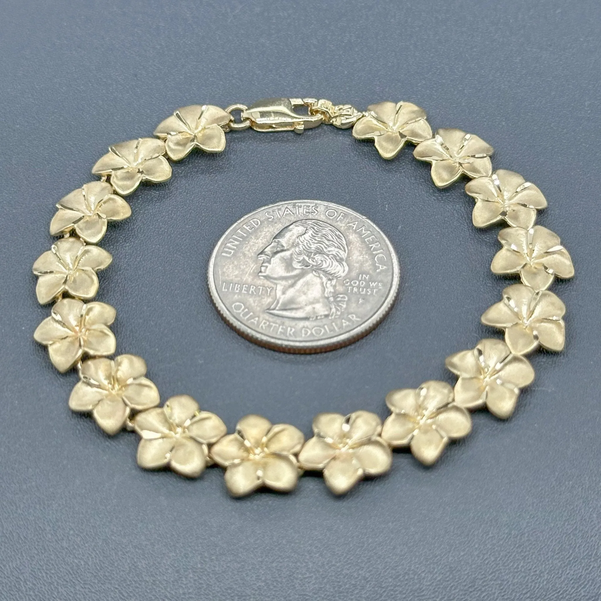 Estate 14K Y Gold Flower Link Bracelet