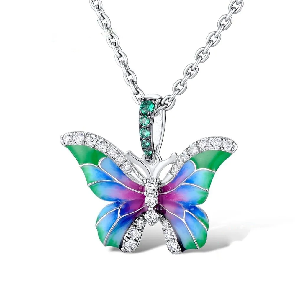 Exquisite Handmade Enamel   Butterfly Necklaces for Women aaa Cubic Zirconia Choker Necklace Statement Jewelry