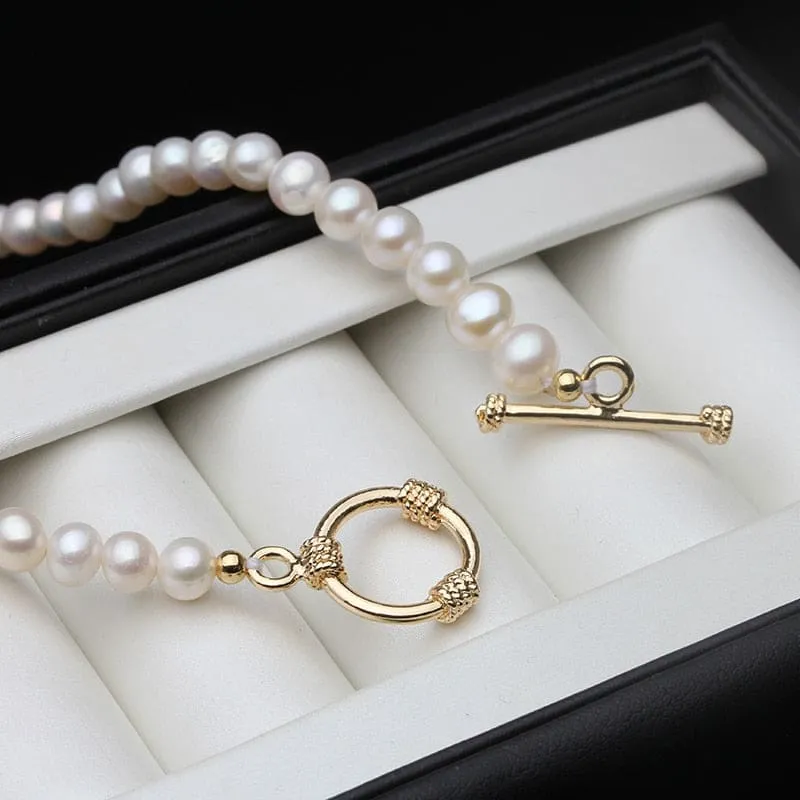 Exquisite Long White Natural Freshwater Round Pearl Necklace