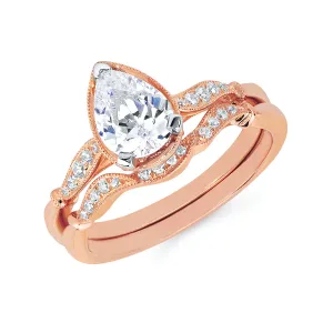 Forever Elegant&trade; .09 Ctw. Diamond Semi Mount shown with 3/4 Ct. Pear Center Diamond in 14K Gold