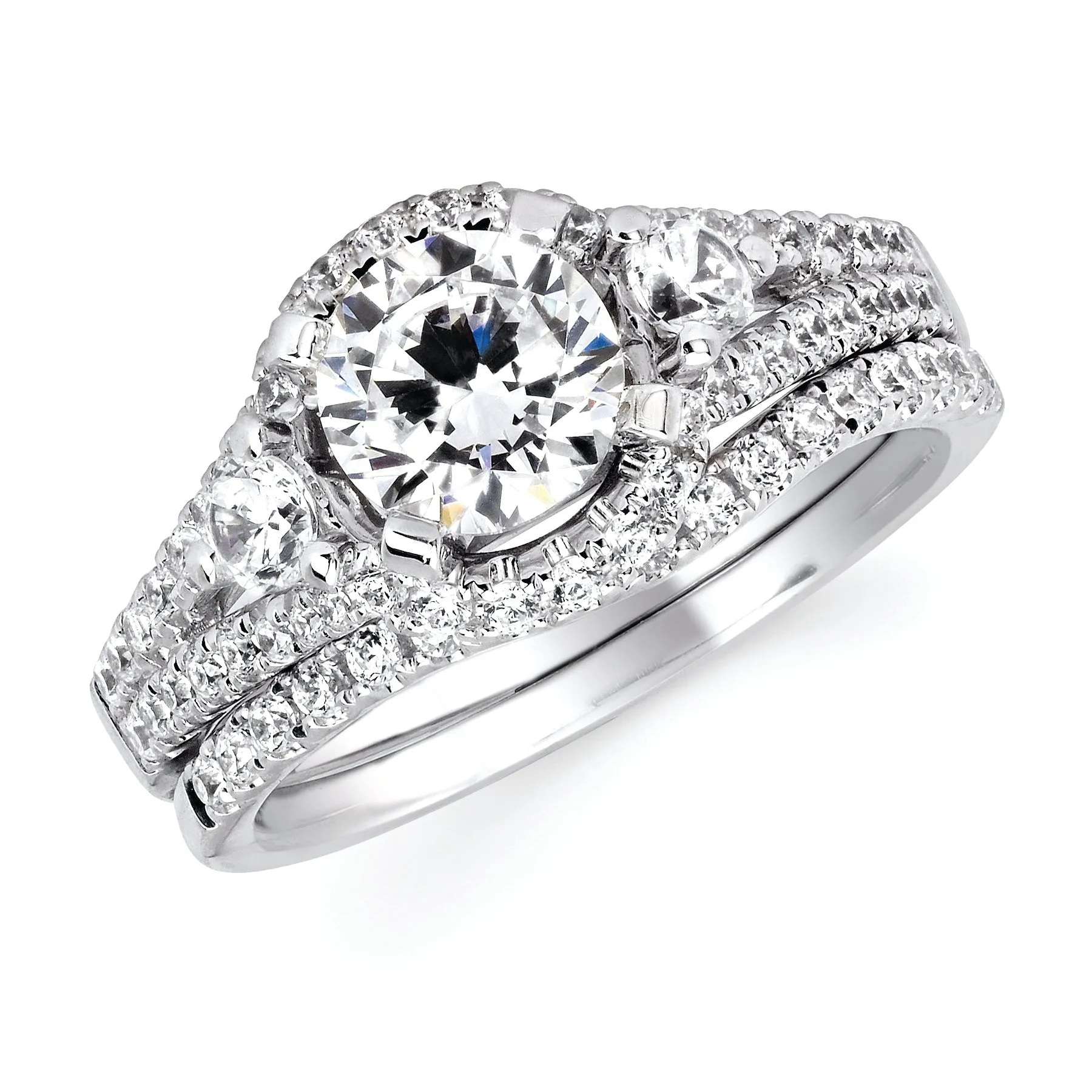 Forever Elegant&trade; 1/2 Ctw. Diamond Semi Mount shown with 1 Ct. Round Center Diamond in 14K Gold