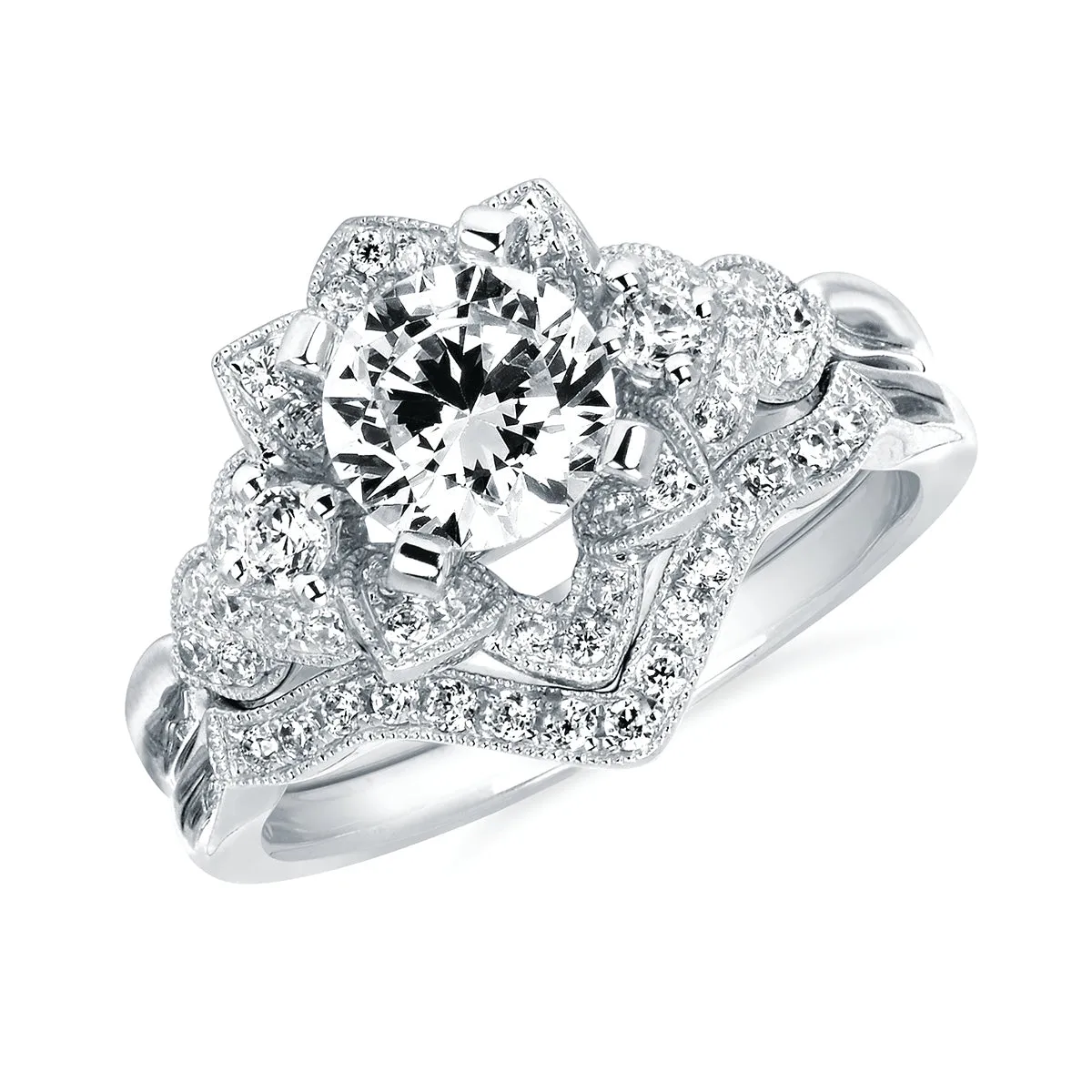 Forever Elegant&trade; 1/3 Ctw. Diamond Semi Mount shown with 1 1/4 Ct. Round Center Diamond in 14K Gold