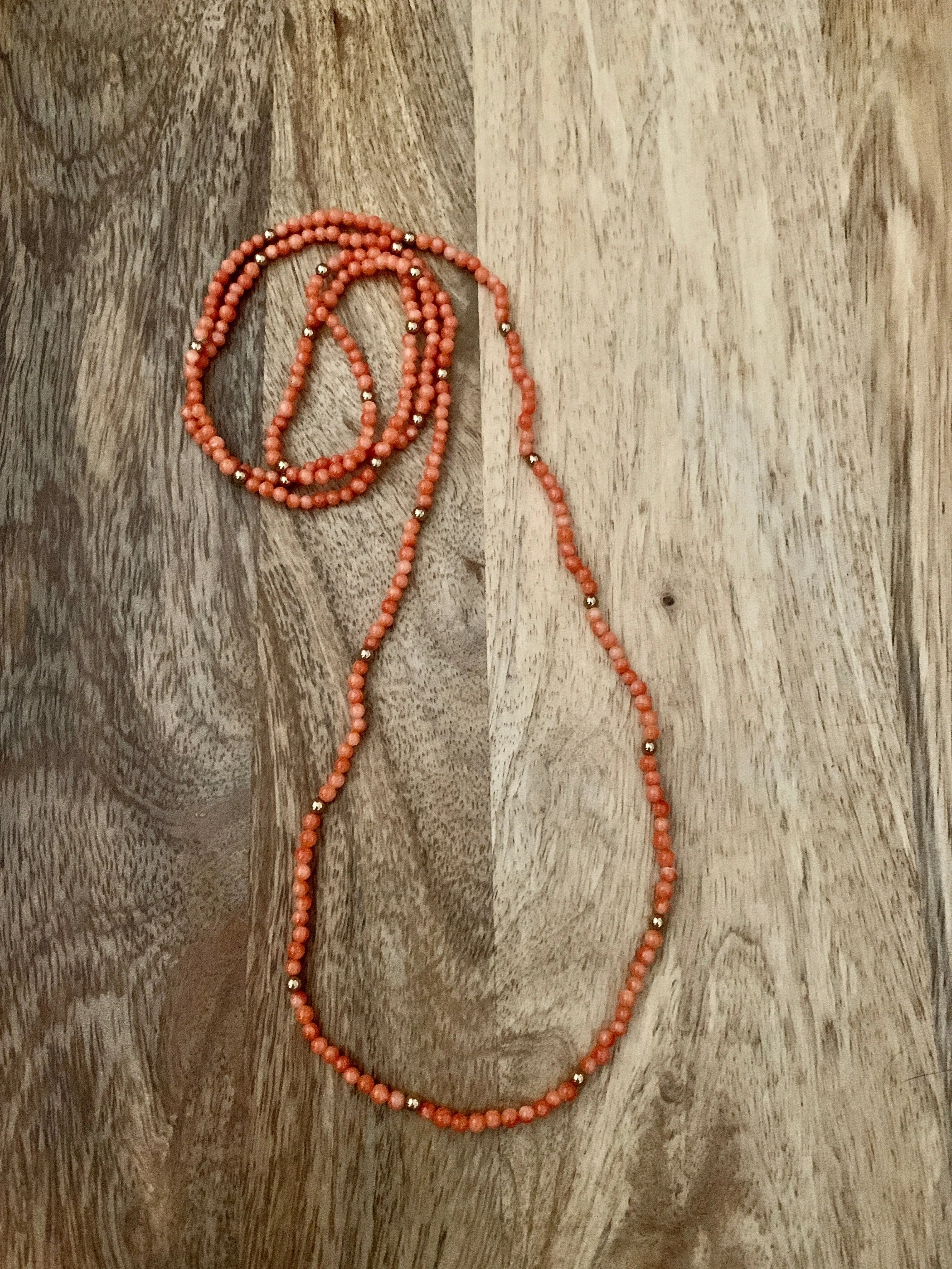 Genuine Coral & Gold Bead Necklace