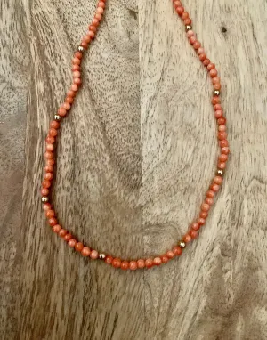 Genuine Coral & Gold Bead Necklace