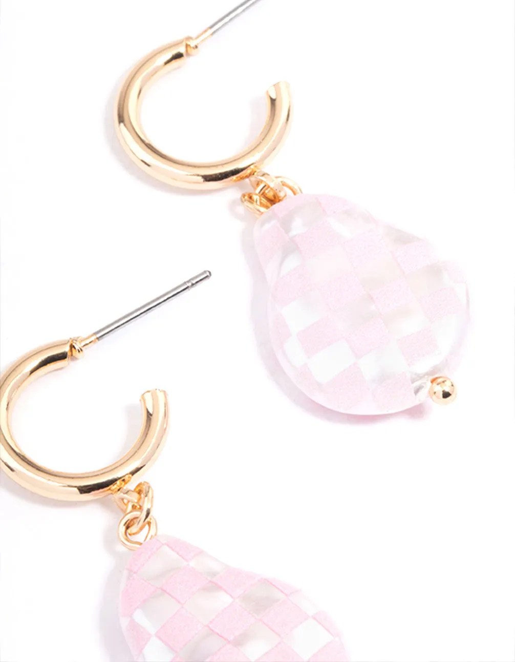 Gold & Pink Pearl Hoop Earrings