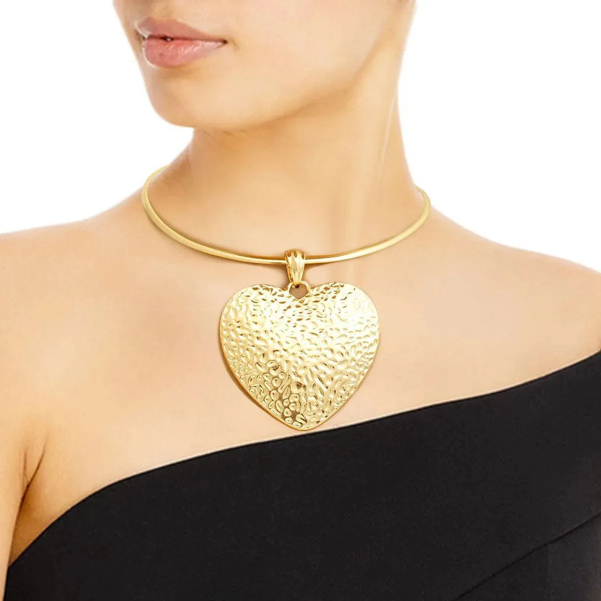 Gold Plated Heart Choker Necklace Set