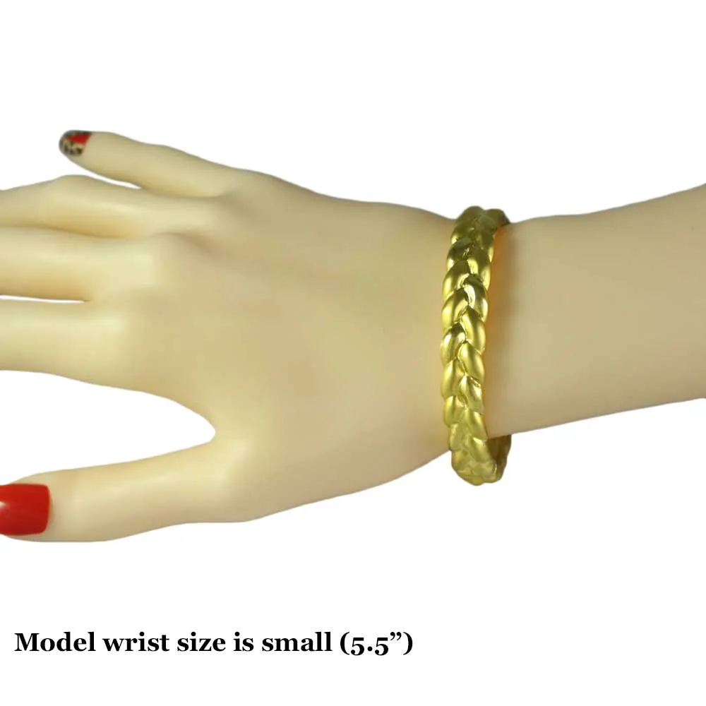 Gold-plated Narrow Braided Look Hinged Bangle - BG769M