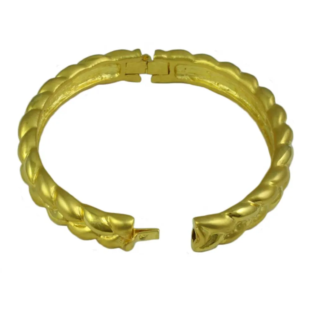 Gold-plated Narrow Braided Look Hinged Bangle - BG769M