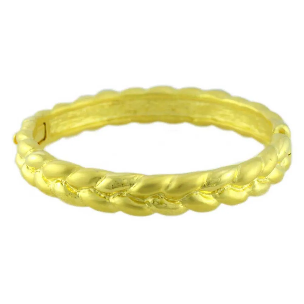 Gold-plated Narrow Braided Look Hinged Bangle - BG769M