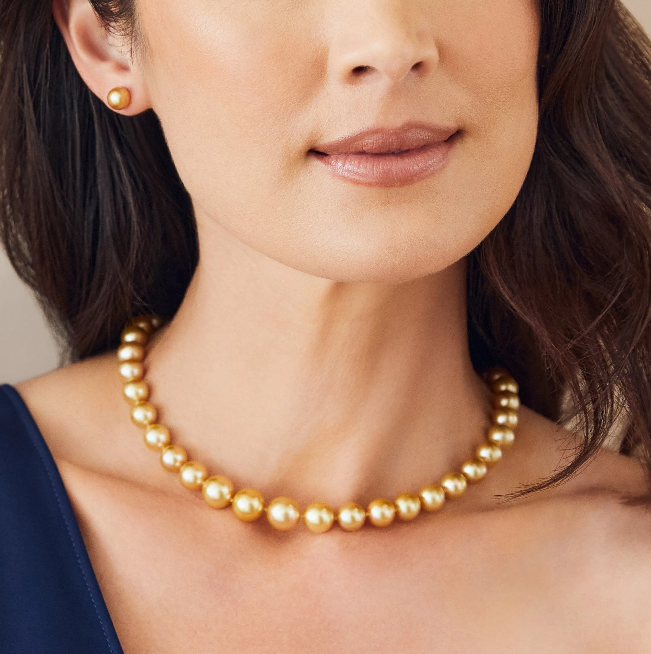 Golden South Sea Pearl Necklace, 9.0-11.0mm - AAA Quality