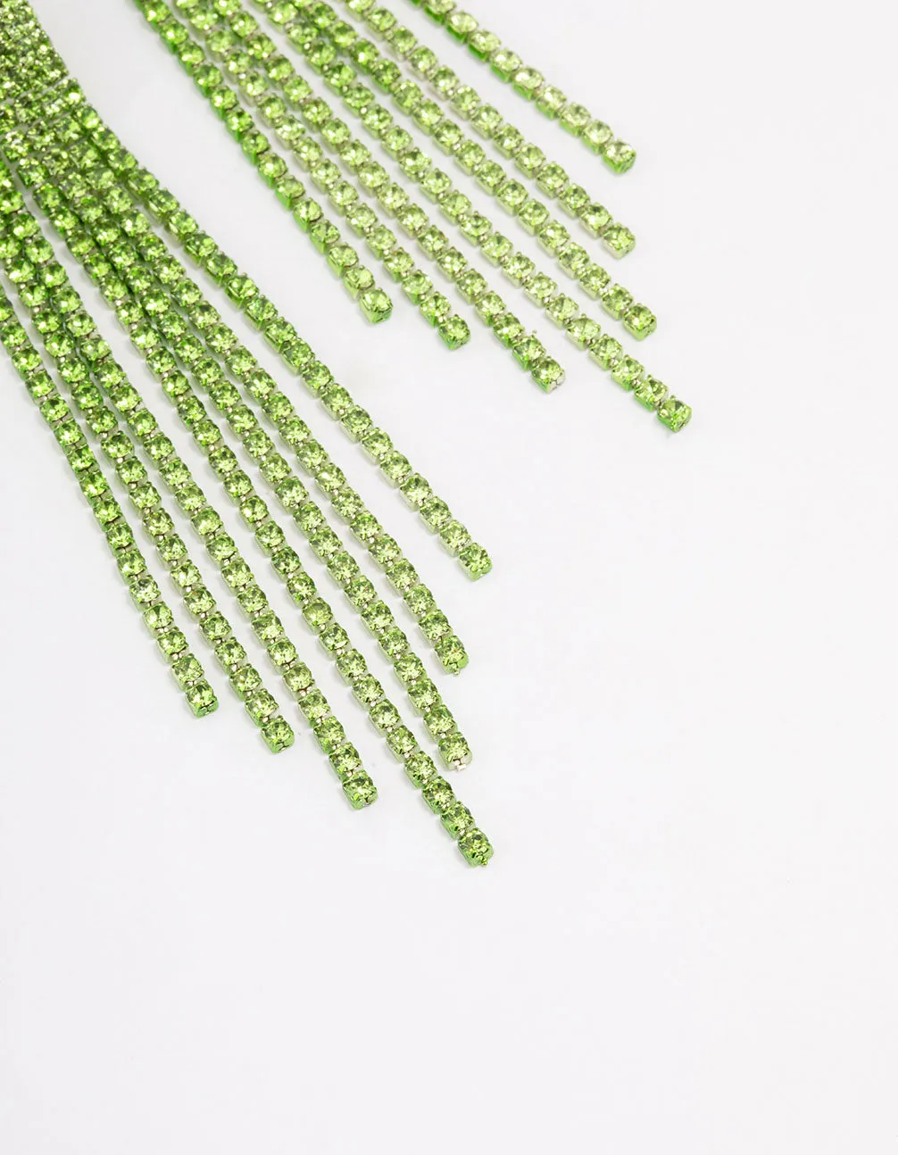 Green Multi-Row Cup Chain Drop Earrings