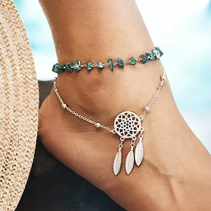 Handmade Hollow Dreamcatcher Pendant Anklet