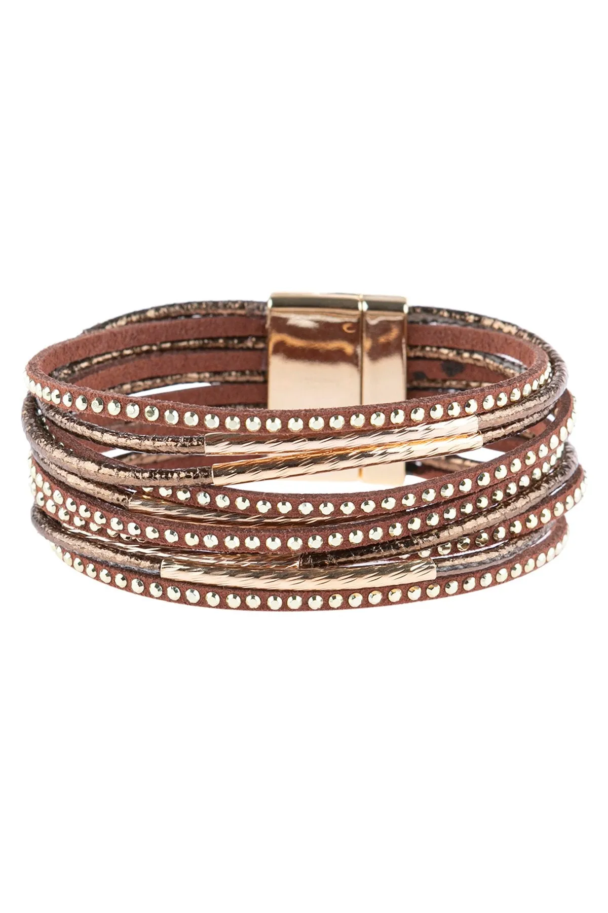 Hdb3067 - Multiline Leather Magnetic Bracelet