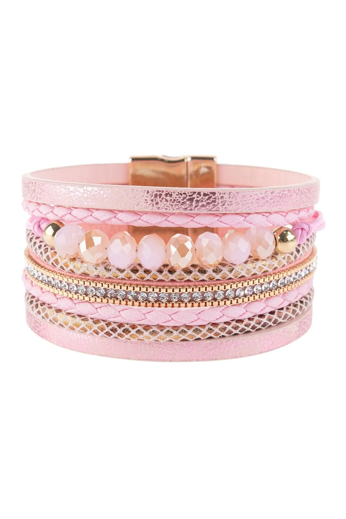 Hdb3237 - Multiline Leather Metallic Bracelet